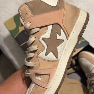 Bape Tan and Brown Star Sneakers